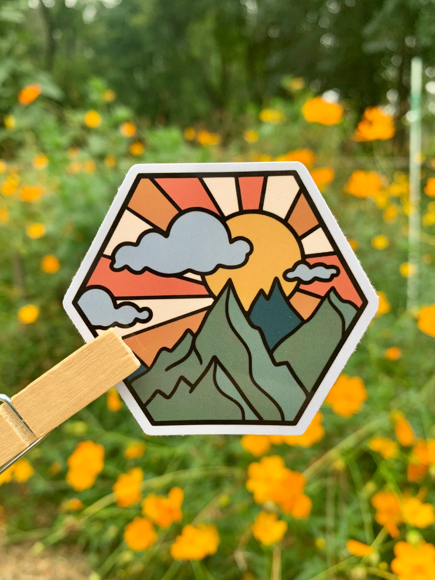 Mountains And Sun Sticker
