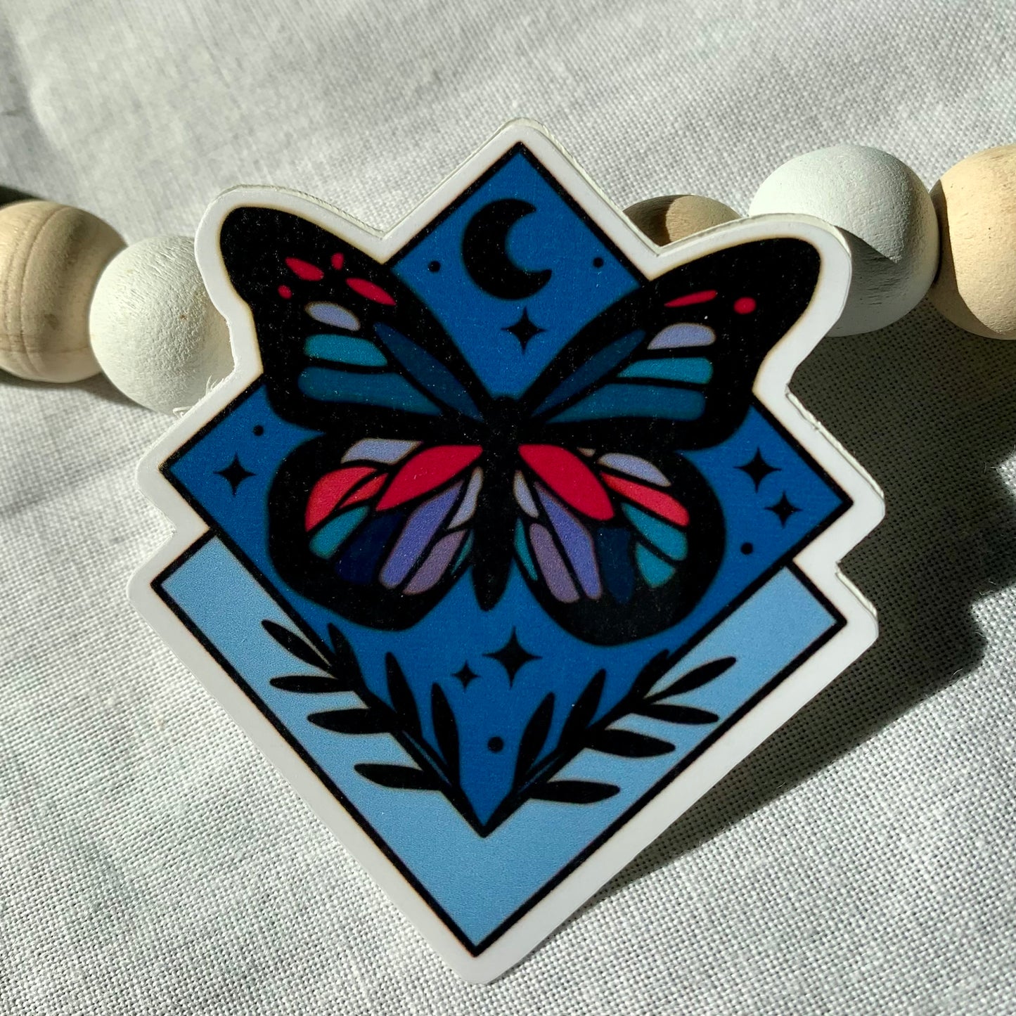 Blue Butterfly Moon Sticker