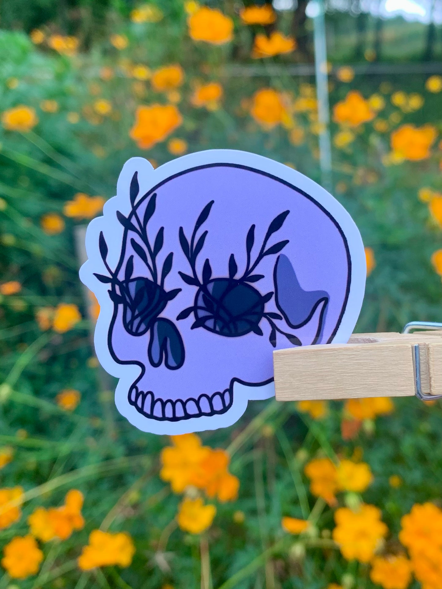 Skull Leaf Sticker