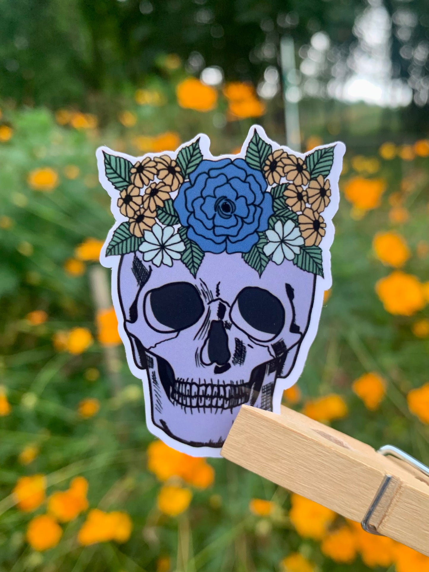 Flower Skull Sticker