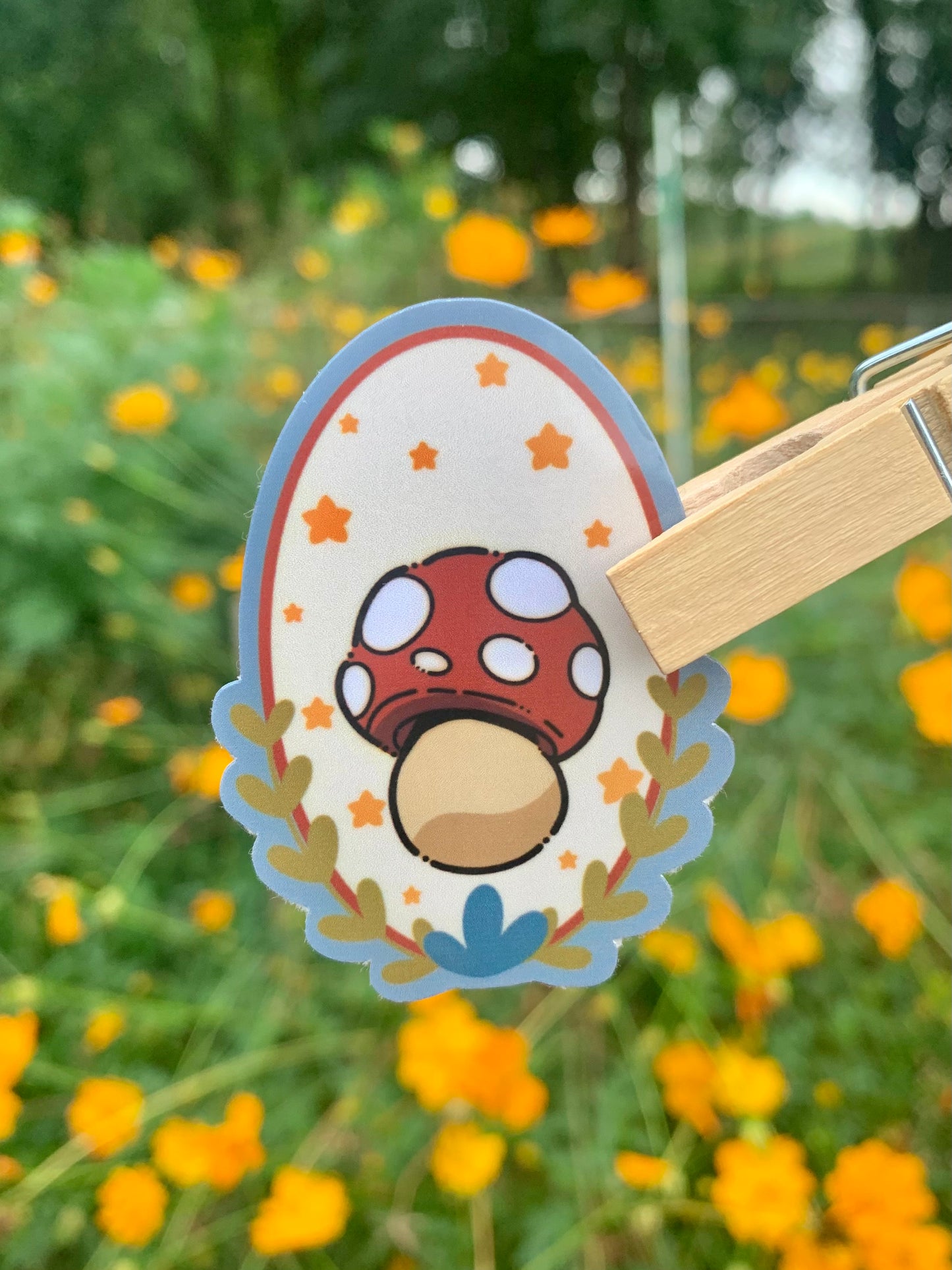Framed Red Mushroom Sticker