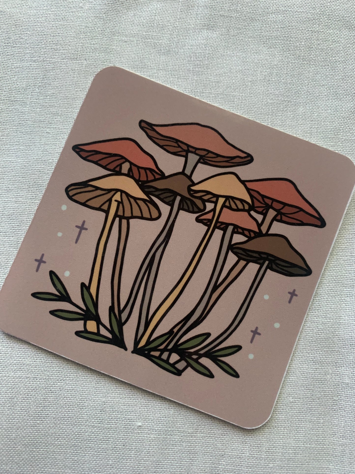 Brown Mushrooms with Cross Sticker