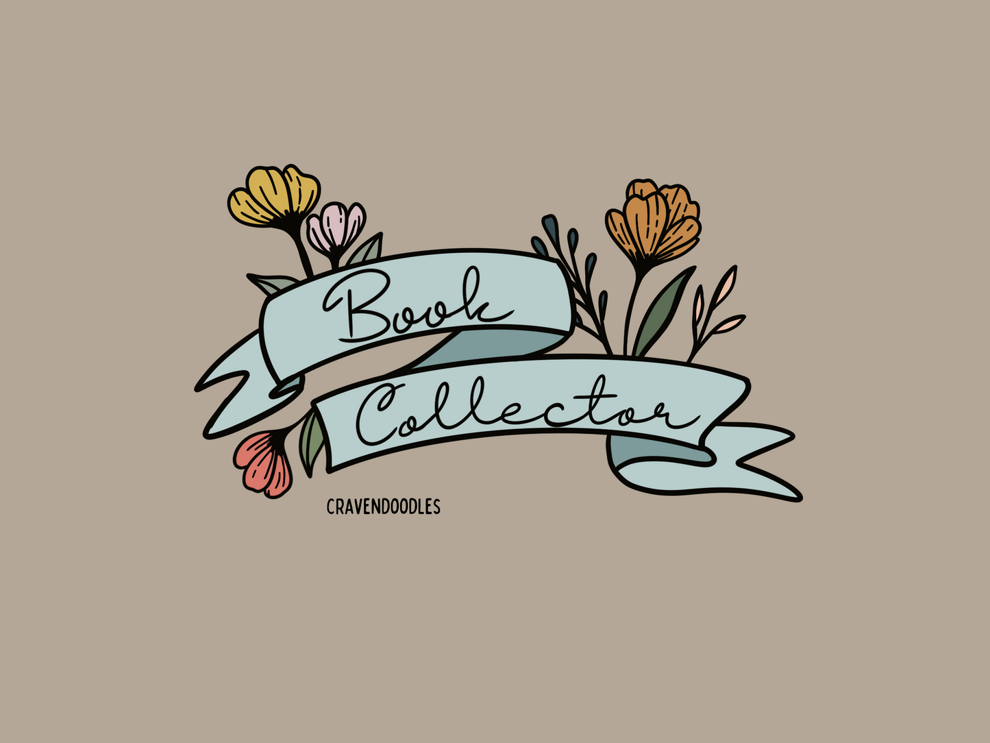 Book Collector With Flowers Sticker