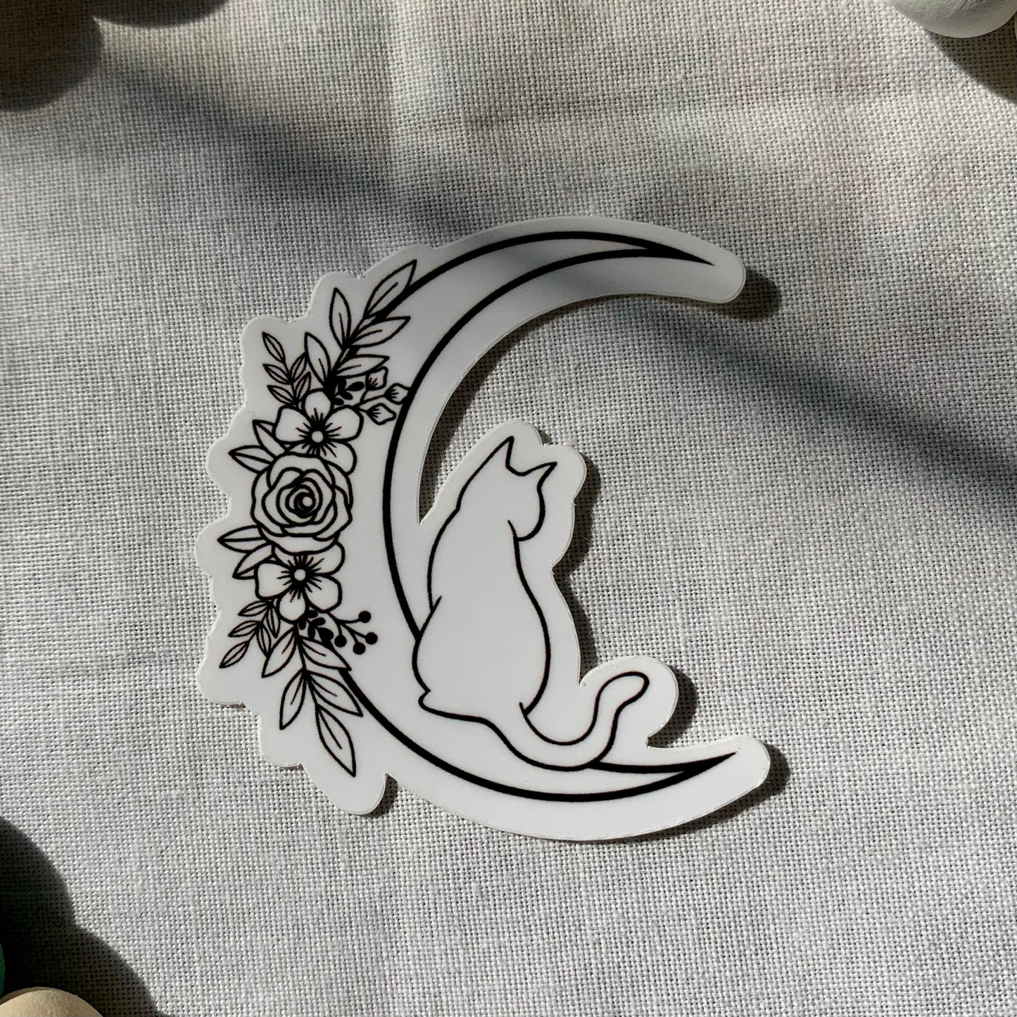 Moon Flower Cat Sticker