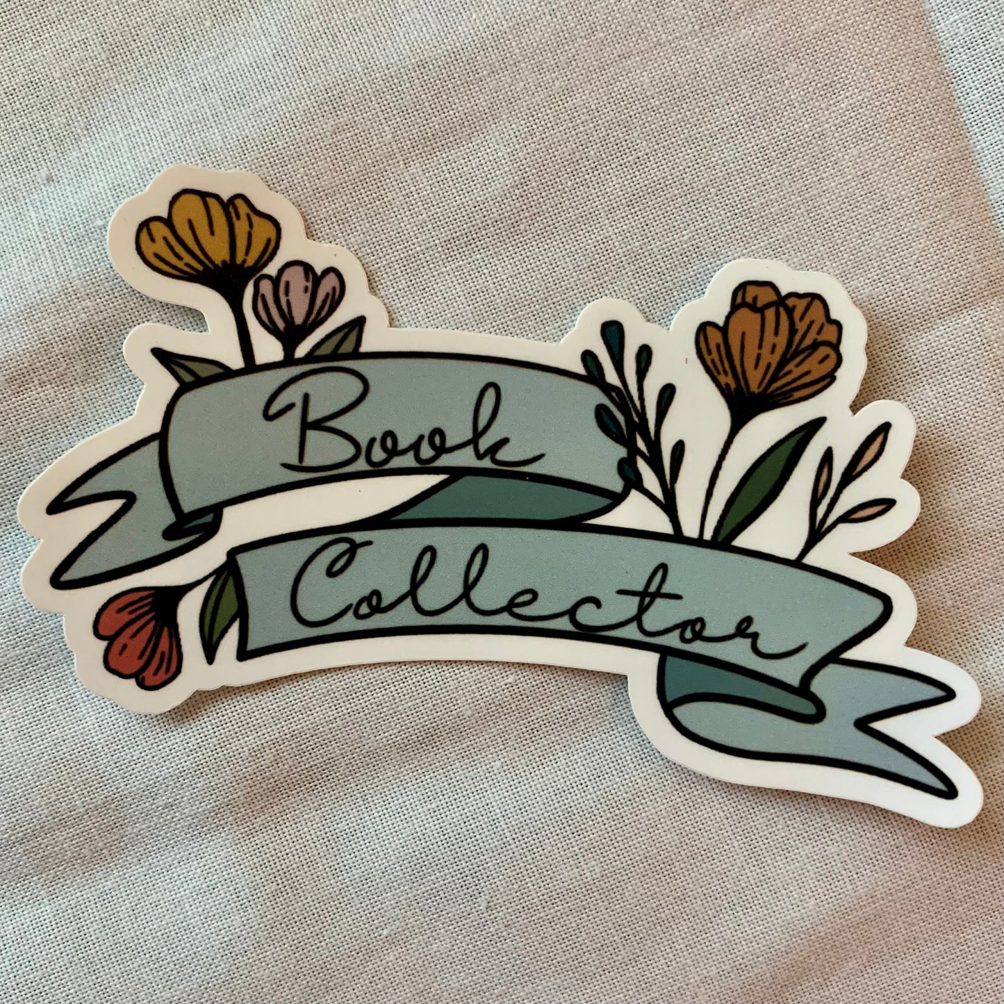 Book Collector With Flowers Sticker