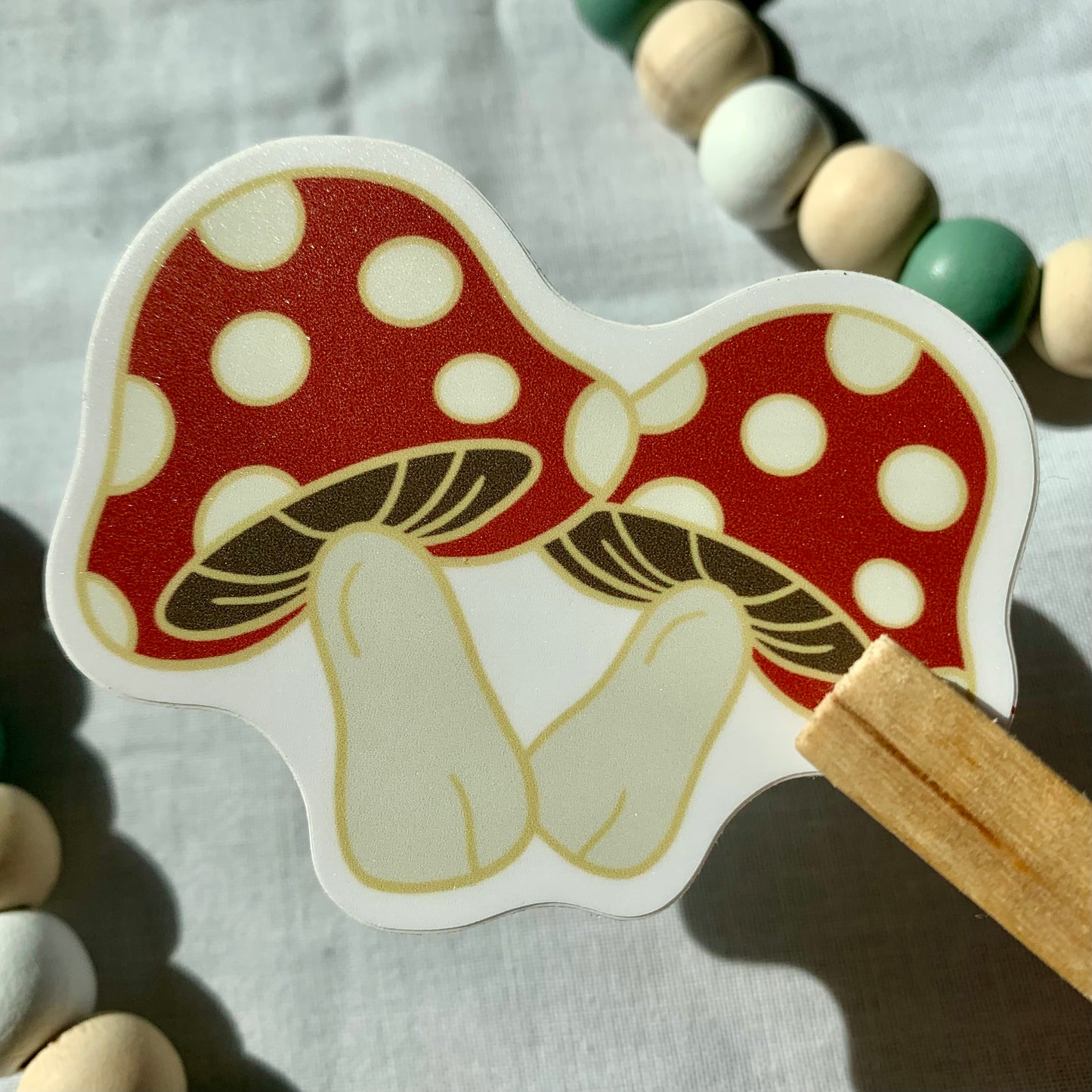 Red Mushroom With Gold Outline Sticker