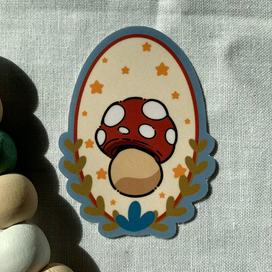 Framed Red Mushroom Sticker