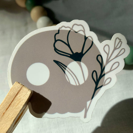 Skull and Flower Reverse Sticker