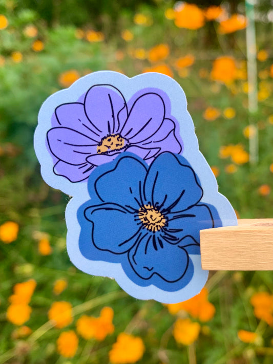 Blue and Purple Flower Sticker